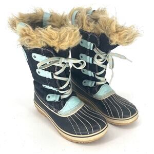 Sorel Tofino II Black And Turquoise Waterproof Snow Boot Youth Size 4 EU 36
